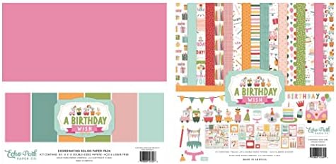 Echo Park Paper Collection Bundle: Rođendanska želja - djevojka 12 x 12 Kolekcija + rođendanska želja - djevojka 12 x 12 paket od papira