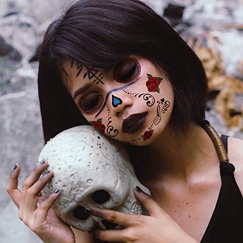 Dan mrtvih lica - 8 listova Halloween Privremene tetovaže naljepnica za lice KIT DÍA DE LOERERTOS