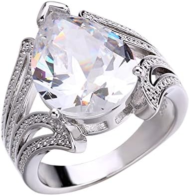 Zircon prsten u obliku kruške sa vodenim kapima kreativni blistavi dijamantni angažman srebrni nakit