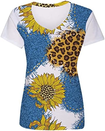 Ženske Casual Tees ženske ljetne mode Top Casual V izrez labave kratke rukave suncokretova majica sa printom žene