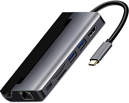 Xunmaifhb prenosiva priključna stanica, priključna stanica 7-u-1USB C Sa postoljem & PDRJ45, PD priključak za punjenje, Slot DF / TF kartica, USB 3.0x2, HDMI brzi prenos