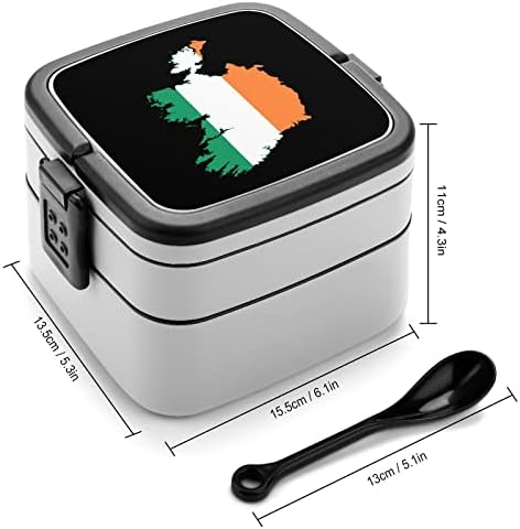 Zastava države Irska Ručak Portable Dvoslojni Bento kutija Veliki kapacitet za ručak kontejner za hranu sa kašikom