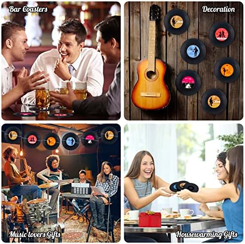 Smešni Retro Vinilni podmetači sa jedinstvenim etiketama, Valdivia Music Coasters Set od 6, pokloni za ljubitelje muzike, podmetači za piće, Barovi, Kafići, dom, zabava, kancelarija
