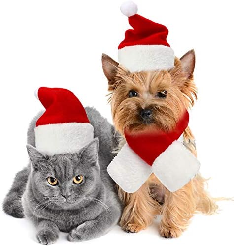 3 seta Mačka Santa šešir sa šal božićnim ljubimcem Outfit podesivi kućni ljubimac Kostim set PET