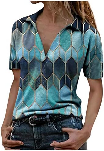 FVBHTTY ženske polo majice u Argyle Ljeto kratki rukav opuštena majica