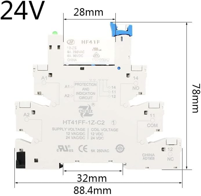LEMIL HF41F 12V 24V integrisani PCB montažni relej sa držačem releja napon kontaktni Relejni modul Set DIN Rail SSR prekidač AC na DC 1kom