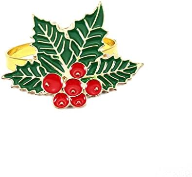 Zhuhw 12pcs / božićni list salvetinski prsten od legura lista salveta kopča svečana zabava za ukrašavanje prstena
