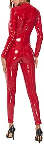 Ženska metalik bod-katsuit, žene seksi kožni kombinezon sa patentnim zatvaračem TEDDY Clubwear Catsuit