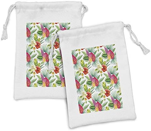 Lunadljiva egzotična torbica tkanine 2, cvjetni aranžman hibiskuskih ljilies Anthurium i Monstera
