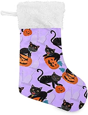 Alaza Božićne čarape Noć vještica Crna mačka i bundeve klasične personalizirane velike ukrase o čarapa