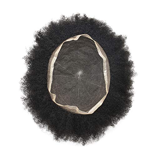 Lice MIRACLE Mens Toupee Afro kovrčava kosa za crnca Afroamerička Kinky brazilska Remy kosa sve prozirne čipke