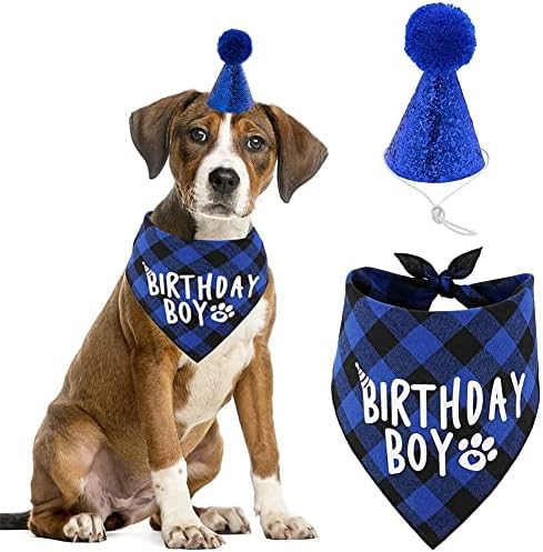 Potrepštine za rođendanske zabave za pse, šal za bandanu za rođendan dječaka/djevojčice i šešir za rođendan psa s brojem.