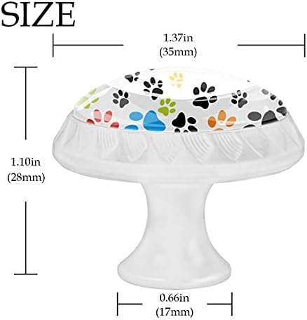 Lagerery komoda dugmad za fioke u boji pasja šapa dugmad za fioke kristalno staklo dugmad za ormare 4kom štampa u boji okrugla bijela dugmad za Toddler 1,37×1,10 IN