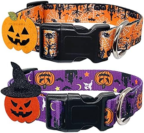 Casidoxi 2 Pack Halloween ogrlica za pse, podesivi štenad za pse Halloween ogrlice za male srednjeg