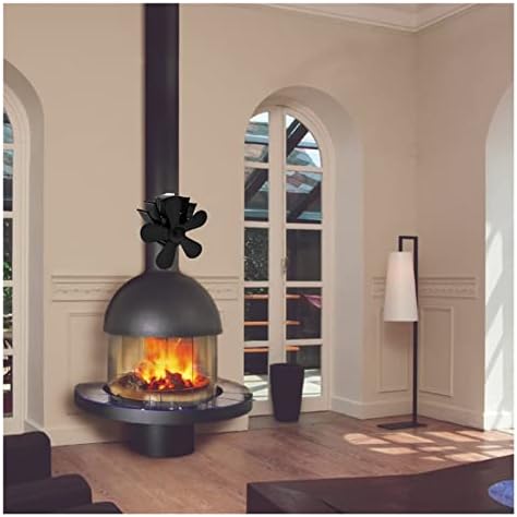 SYXYSM Crni kamin 5 oštrice na toplotni pogon peći ventilator Log drveni plamenik tihi Kućni kamin