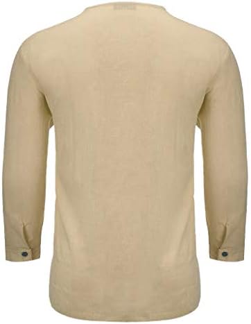 ZDFER pamučne majice za muške, jesen 3/4 rukava V izrez Labavi plažni vrhovi plus veličina čvrste udobne majice
