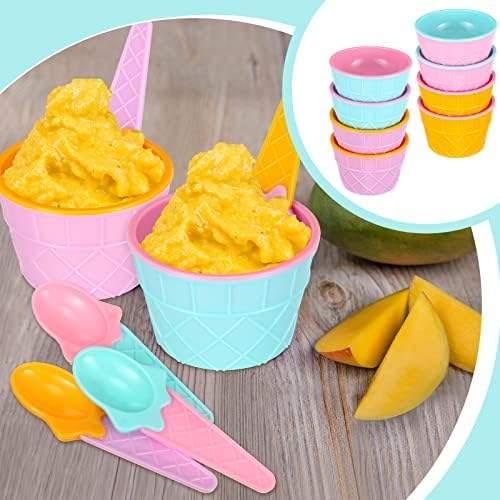 40 pakovanja sladoleda i kašike za djecu sakupljaju boju pastelne boju sladoledne posude plastične za višekratnu upotrebu za ponovni sudertni zamrznuti jogurt posude za sladoledske potrepštine za odmor za praznje rođendan