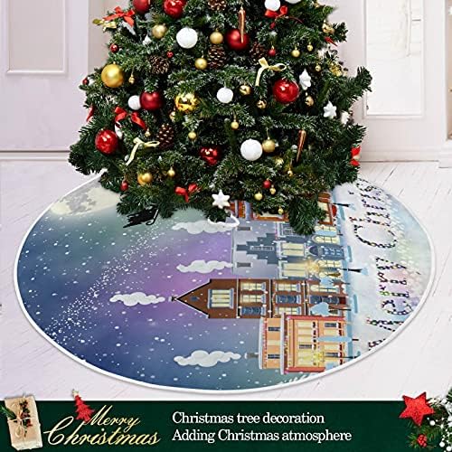 Oarencol Sretan Božić Santa Reindeer Sleigh Moon House Snowy Christmas Drvo suknja 36 inčni Xmas