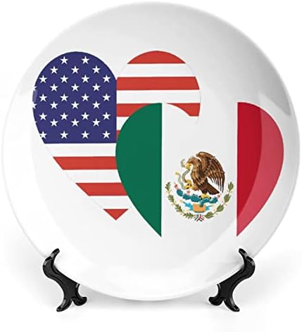 Meksiko Američka zastava za zastavu Heart Keramičke ukrasne ploče sa štandom Kina Viseće ukrase za desertne ploče
