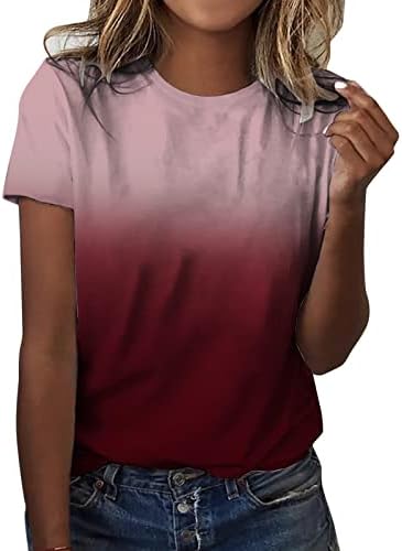 Ženski svakodnevni ljetni print o vrat rezervoar na vrhu kratkih rukava s vještim majicama casual labave težene
