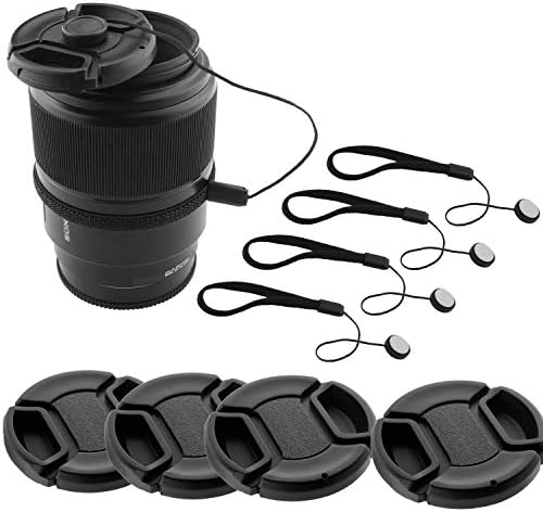Cijenje poklopca objektiva 58 mm - 4 Snap-on kape za objektiv za DSLR kamere - 4 objektiv čuvača - obučena krpa za čišćenje mikrovlakana - kompatibilna Nikon, Canon, Sony kamere