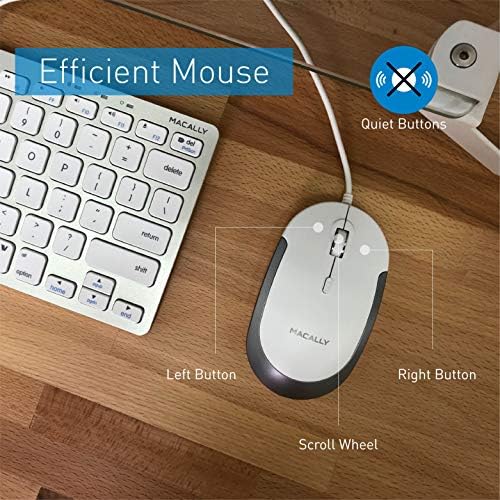 Macally USB kombinacija žičane tastature i miša za Mac i PC-uštedite prostor kompaktnom malom Mac tastaturom i mišem za MacBook Pro/Air, iMac, Mac Mini/Pro - kompatibilnu Apple tastaturu i miš