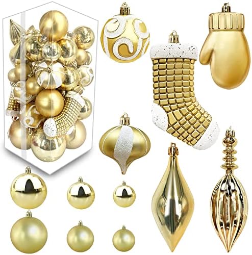 TURNMEON 50 Pack Božić Ball Ornamenti 11 stilovi razne božićno drvo dekoracije viseći ukrasi privjesak sa