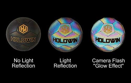 Holowin holografska svjetlosovna fudbalska lopta za noćne igre i trening, užaren u tamnom svjetlu Up Reflection s bljeskalicom za kameru odražava svjetlosne igračke poklone za dječake, djecu, i muškarce