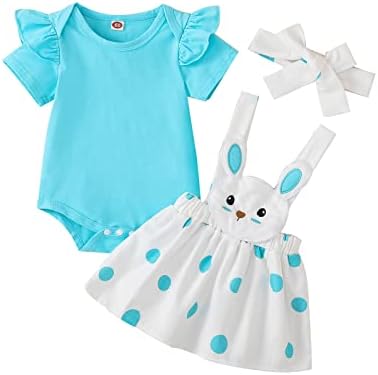 Novorođenčad za djecu Uskršne outfit Solid dugi rukav rumper TOP 3D Bunny suknja od suknje od zec haljina