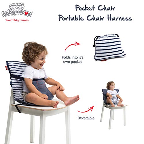 BabyToLove džepno sjedište | Prijenosna visoka stolica | lagana u pokretu i laka za nošenje / putovanje mora imati / Denim
