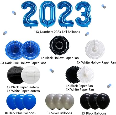 Navy Blue Black 2023 Diplomski baloni ukrasi, novogodišnja balona za zabavu, baloni za lateks,