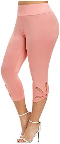 Bagelise Plus size Solidne modne šuplje hlače, Ležerne ženske nožne struke Elastične hlače Slatke ljetne