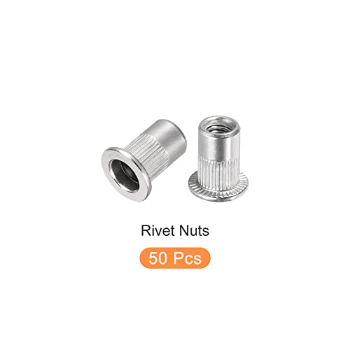 METALLIXITY Rivet Nuts 50kom, 304 navojni umetak od nerđajućeg čelika Nuts-za nameštaj mehanički industrijski pričvršćivači, srebrni ton