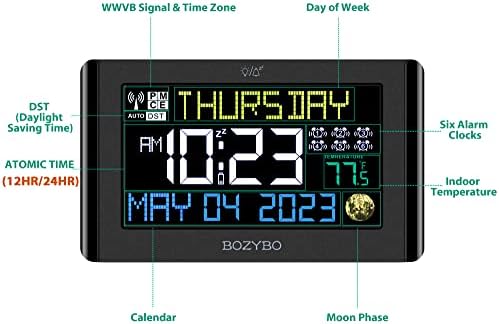 Digitalni sat Bozybo sa 6 budilica: Atomski sat sa sopstvenim konrekcionicom za samo vremenski vremenski