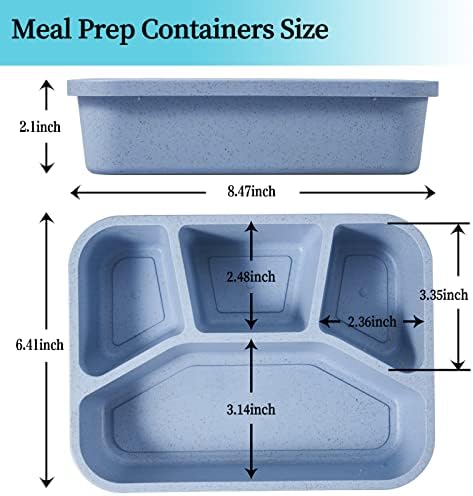 XHONGZ 4 pregradni obrok priprema za ručak za odrasle, 4 paket Bento ručak kutija, izdržljiva BPA besplatna spremišta za pohranu hrane za višekratnu upotrebu sa poklopcem, mikrovalnom pećnicom / perilicom posuđa