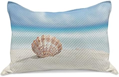 Ambesonne Scallop pletena jastuk za prekrivač, fotografija jedne morske školjke na sunčanom tropskom pješčanom plažu Carribean Ocean, standardni poklopac jastuka kraljice za spavaću sobu, 30 x 20, višebojni