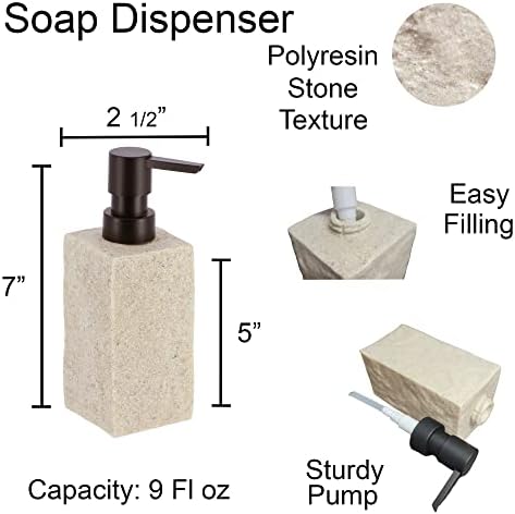 Kupatilo Square Resin ručni sapun i losion Dispenser Effect Effect 9 fl oz Prirodni