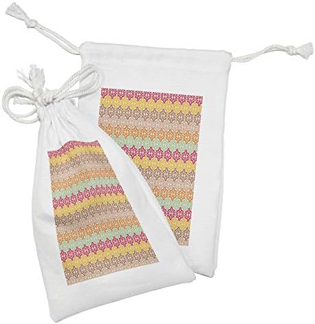 Ampesonne etnička torba za etničku tkaninu 2, uzorak šarenih motiva ukrasni istočni nadahnuti oblici, male