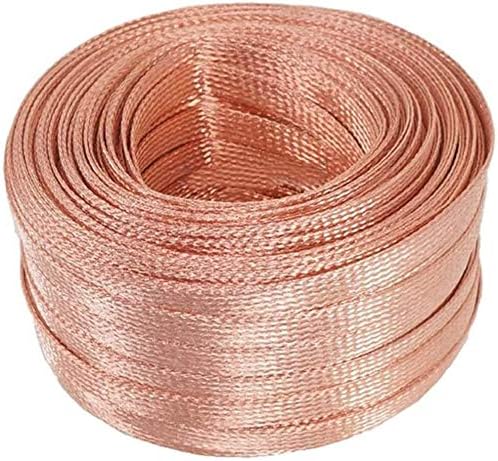 Nianxinn Copper Braid Wire Flat Copper Braid Cable 10m / 32. 8ft gola Cu metalna pletena navlaka visoke