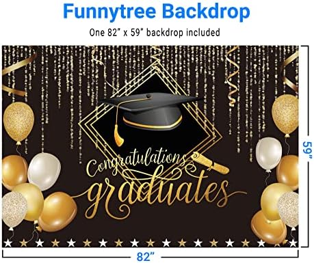 Funnytree 8X6FT 2023 klasa Diplomske fotografije pozadina crna i Zlatna Bachelor kapa Balloon Grad Čestitam