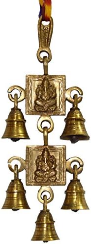 Devyom ručno izrađen Shubh Labh God Ganesha / Ganesha Zidni viseći zvono mesingani metalni ukras vrata, Shri