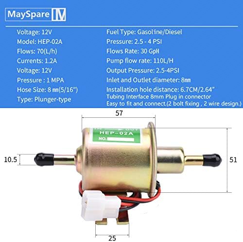 MayPare Električna pumpa za gorivo 12V PSI plinski dizel Inline pumpa za gorivo HEP-02A pumpa za gorivo sa