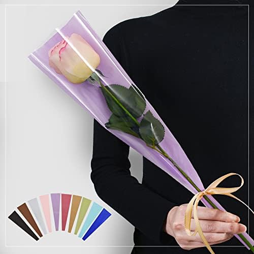 BEISHIDA 100 kom rukav s jednom ružom buket torbe plastična ambalaža ruža za umotavanje jednog cvijeta za Majčin dan Matura rođendan vjenčanja Valentinovo Party