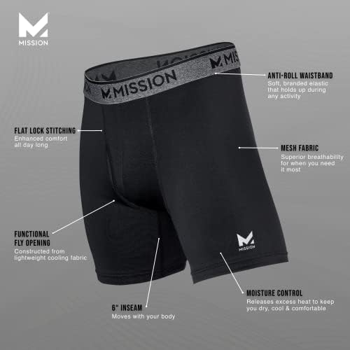 Mission Mrežni bokserišta 6 Muška rublja - izdanje topline - 3 pakovanje