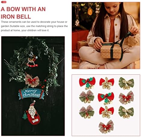 Božićni dekor zvona drveća: 10pcs Xmas Mini luk sa zvonom Jingle zvona Ornament Craft Priznaj luk Xmas Mini Bowknot za božićno drvce Garland Viseće ukrašavanje