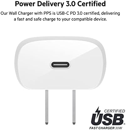 Belkin 30W USB C Zidni punjač sa USB-C u C kabl, PPS, PowerDelivery, USB-IF certificirani PD 3.0 Brzi punjenje
