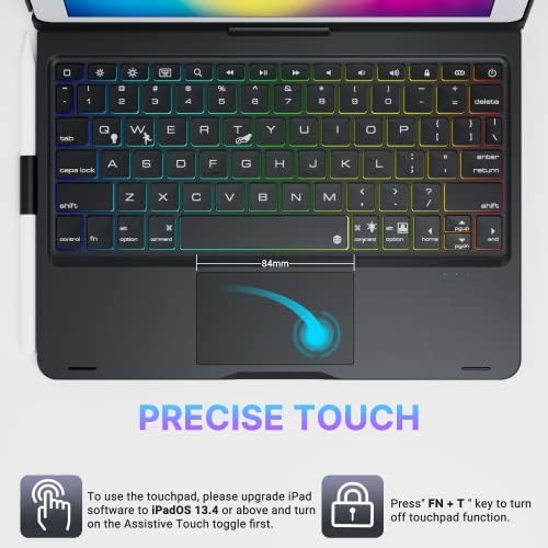 edaiser iPad 10. torbica za tastaturu: za novi Apple iPad 2022. godine 10 generacija 10,9 inčni poklopac tastature sa pametnim Trackpad RGB pozadinskim osvjetljenjem Bluetooth i držač olovke 360 okretna tanka robusna zaštita Crna