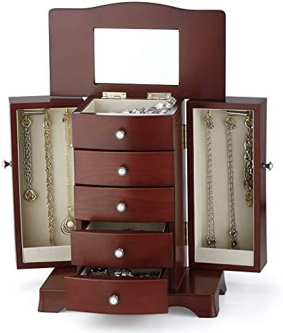 RR okrugla Drvena kutija za nakit bogatog dizajna sa velikim ladicama za odlaganje braon
