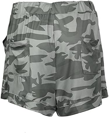 Žene ležerne kratke hlače za kratke hlače Ljeto Visoko struk labav fit Shorts Američka zastava Lagane