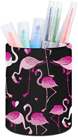 Pink Flamingos PU kožni držači za olovke okrugli Pen Cup kontejner uzorak stoni Organizator za kancelarijski dom